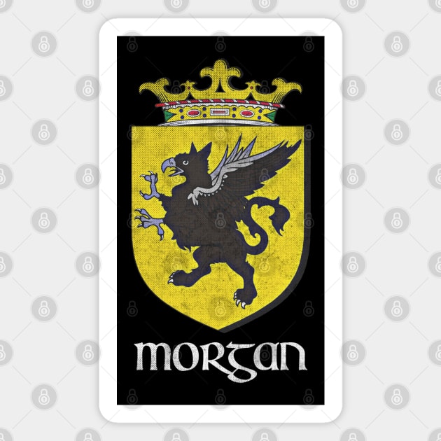 Morgan Name / Faded Style Family Crest Coat Of Arms Design Magnet by feck!